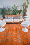 BENI M'GUILD 8'10''x6'11'' Vintage Moroccan Rug. Wool Beni Ourain Carpet. Modern Design.