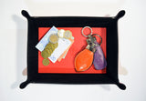 Valet Tray Leather Red Leather Tray Leather Catch All Dresser Tray Desk Organiser Desk Tidy Change Tray Gift for Him Svuota Tasche in Pelle