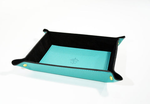 Valet Tray Leather Teal Leather Tray Leather Catch All Dresser Tray Desk Organizer Desk Tidy Change Tray Gift for Him Svuota Tasche in Pelle