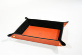 Valet Tray Leather Orange Leather Tray Leather Catch All Dresser Tray Desk Organiser Desk Tidy Change Tray Svuota Tasche in Pelle