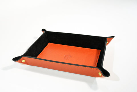 Valet Tray Leather Orange Leather Tray Leather Catch All Dresser Tray Desk Organiser Desk Tidy Change Tray Svuota Tasche in Pelle