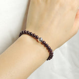Men's Women Garnet Adjustable Braided Bracelet 925 Sterling Silver OM Buddhism Bead DiyNotion BR1019