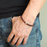 Men's Women Garnet Adjustable Braided Bracelet 925 Sterling Silver OM Buddhism Bead DiyNotion BR1019