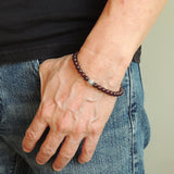 Men's Women Garnet Adjustable Braided Bracelet 925 Sterling Silver CH Sign Bead DiyNotion BR1020