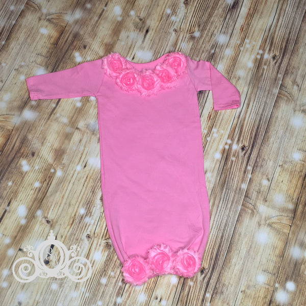Baby Pink Floral Baby Gown Layette