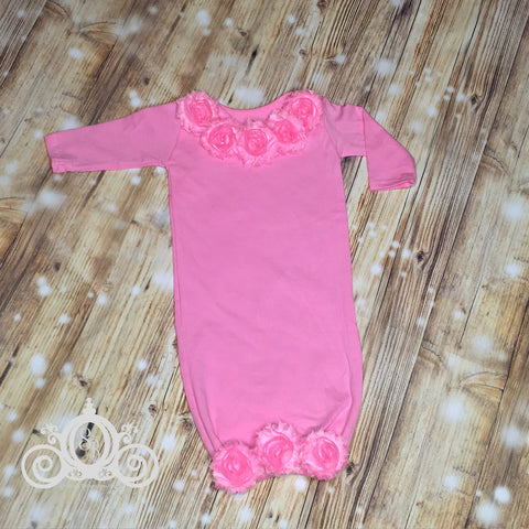 Baby Pink Floral Baby Gown Layette