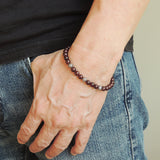 Men's Women Garnet Adjustable Braided Bracelet 925 Sterling Silver Cross Beads DiyNotion BR1024