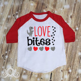 Love Bites Valentine Custom Unisex Raglan Personalized Shirt Girl Boy Birthday Baby Shower Gift Toddler Shirt