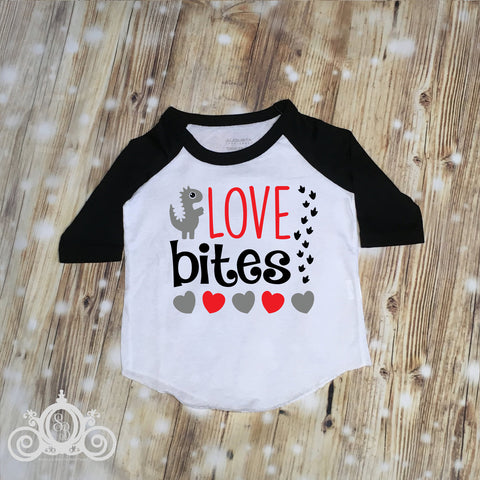 Love Bites Valentine Custom Unisex Raglan Personalized Shirt Girl Boy Birthday Baby Shower Gift Toddler Shirt