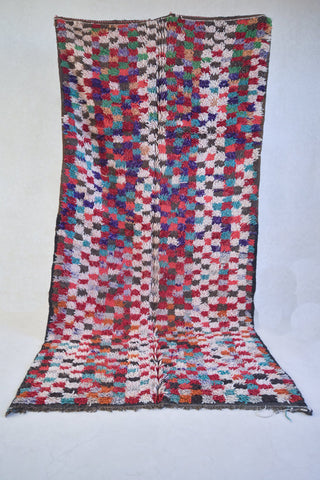 BENI MGUILD. 11'5'x5'8"Vintage Moroccan Rug. Wool Beni MGUILD Carpet. Modern Design.