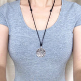 Men's Women Adjustable Necklace 925 Sterling Silver OM Lotus Pendant with Wax Rope DiyNotion NK169