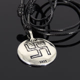 Men's Women Adjustable Necklace 925 Sterling Silver OM Lotus Pendant with Wax Rope DiyNotion NK169