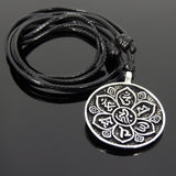 Men's Women Adjustable Necklace 925 Sterling Silver OM Lotus Pendant with Wax Rope DiyNotion NK169