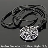 Men's Women Adjustable Necklace 925 Sterling Silver OM Lotus Pendant with Wax Rope DiyNotion NK169