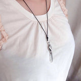 Men Women Handmade Adjustable Necklace with 925 Sterling Silver Feather Pendant Wax Rope  DiyNotion NK051