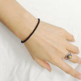 Men's Women Matte Black Onyx 925 Sterling Silver Bracelet Bead Clasp Gemstone DiyNotion Handmade BR1025