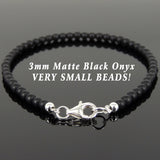 Men's Women Matte Black Onyx 925 Sterling Silver Bracelet Bead Clasp Gemstone DiyNotion Handmade BR1025