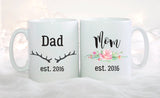 Mom and Dad Mug Set, Mom Mug, Dad Mug, New Parents Coffee Mug, Established date Mug New Mom Gift For Dad, Baby Shower Gift, New Parents Gift