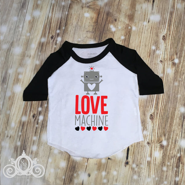 Love Machine Robot Custom Unisex Raglan Personalized Shirt Girl Boy Birthday Baby Shower Gift Toddler Shirt