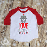 Love Machine Robot Custom Unisex Raglan Personalized Shirt Girl Boy Birthday Baby Shower Gift Toddler Shirt