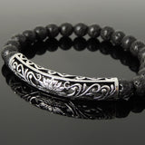 Men's Women Lava Rock Bracelet 925 Sterling Silver Lotus Charm DiyNotion Handmade BR1030