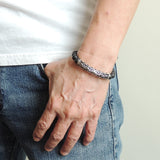 Men's Women Lava Rock Bracelet 925 Sterling Silver Lotus Charm DiyNotion Handmade BR1030