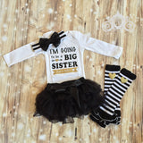 I'm Going to Be a Big Sister Onesie Tutu Set Leg Warmers Personalized Shirt Girl Birthday Baby Shower Gift Toddler Shirt