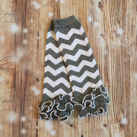 Gray & White Chevron Leg Warmers