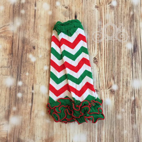 Red & Green Chevron Christmas Leg Warmers