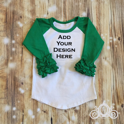 Kelly Grass Green Custom Icing Ruffle Raglan Personalized Shirt Girl Baby Shower Gift Toddler Shirt