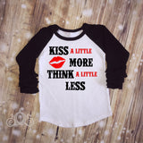 Kiss a Little More, Think a Little Less Custom Icing Ruffle Raglan Personalized Shirt Girl Baby Shower Gift Toddler Shirt