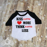 Kiss a Little More, Think a Little Less Custom Icing Ruffle Raglan Personalized Shirt Girl Baby Shower Gift Toddler Shirt