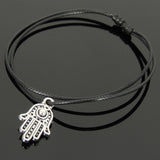 Men's Women Tibetan Silver Adjustable Braided Bracelet with Hamsa Hand Pendant DiyNotion TSB301