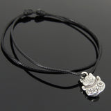 Men's Women Tibetan Silver Adjustable Braided Bracelet with Maneki Neko Cat Pendant DiyNotion TSB303