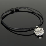 Men's Women Tibetan Silver Adjustable Braided Bracelet with Maneki Neko Cat Pendant DiyNotion TSB303