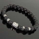 Men's Women Lava Rock Tibetan Silver Bracelet with Buddha Head Bead OM Spacers DiyNotion Handmade T304