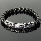 Men's Women Rainbow Black Obsidian Bracelet 925 Sterling Silver Lotus Charm DiyNotion Handmade BR1033