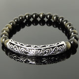 Men's Women Golden Obsidian Bracelet 925 Sterling Silver Lotus Charm DiyNotion Handmade BR1034