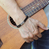 Men's Women Bright Black Onyx Protection Double-wrap Bracelet 925 Sterling Silver Lotus Charm DiyNotion BR864