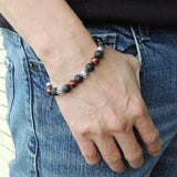 Men's Women Lava Rock Red Tiger Eye Adjustable Braided Bracelet 925 Sterling Silver Beads DiyNotion BR1060