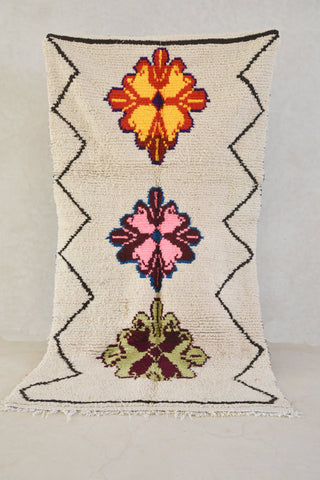 AZILAL. Vintage Moroccan Rug. Wool Boucherouite Carpet. Modern Design.