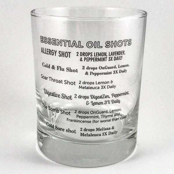 Essential Oils Gifts Glassware - Old-Fashioned - Recipes Allergy Cold Flu Sore Throat Digestive Cold Sore