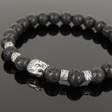Men's Women Lava Rock Tibetan Silver Bracelet with Sakyamuni Buddha Bead OM Spacers DiyNotion Handmade T307