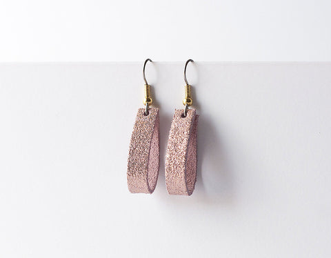 Leather Earrings/Mini Thin Slit/Rosegold
