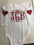 Valentine Monogram w Heart Sleeves