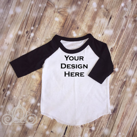Black Custom Unisex Raglan Personalized Shirt Girl Boy Baby Shower Gift Toddler Shirt