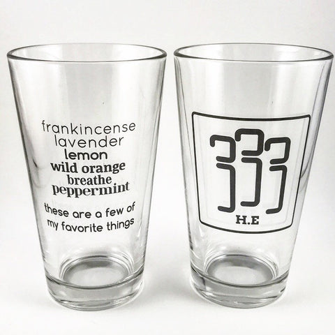 Essential Oils Glassware Gift 16 oz - Frankincense, Lavender, Lemon, Breathe, Peppermint - These Are a Few of My Favorite Things