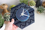 8" Textile Hmong Blue Agate Wall Clock
