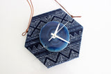 8" Textile Hmong Blue Agate Wall Clock