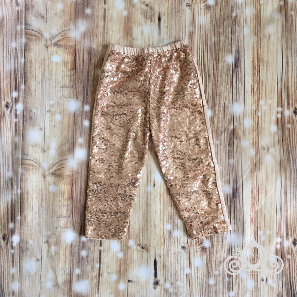 Girls Champagne Gold Sequin Pant